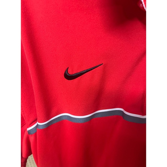 Nike Dri-FIT Ohio State Buckeyes Mens XL Red Short Sleeve Polo Shirt Striped - Picture 4 of 5